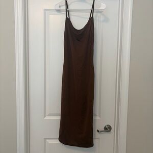 PrettyLittleThing Dark Brown Midi Dress